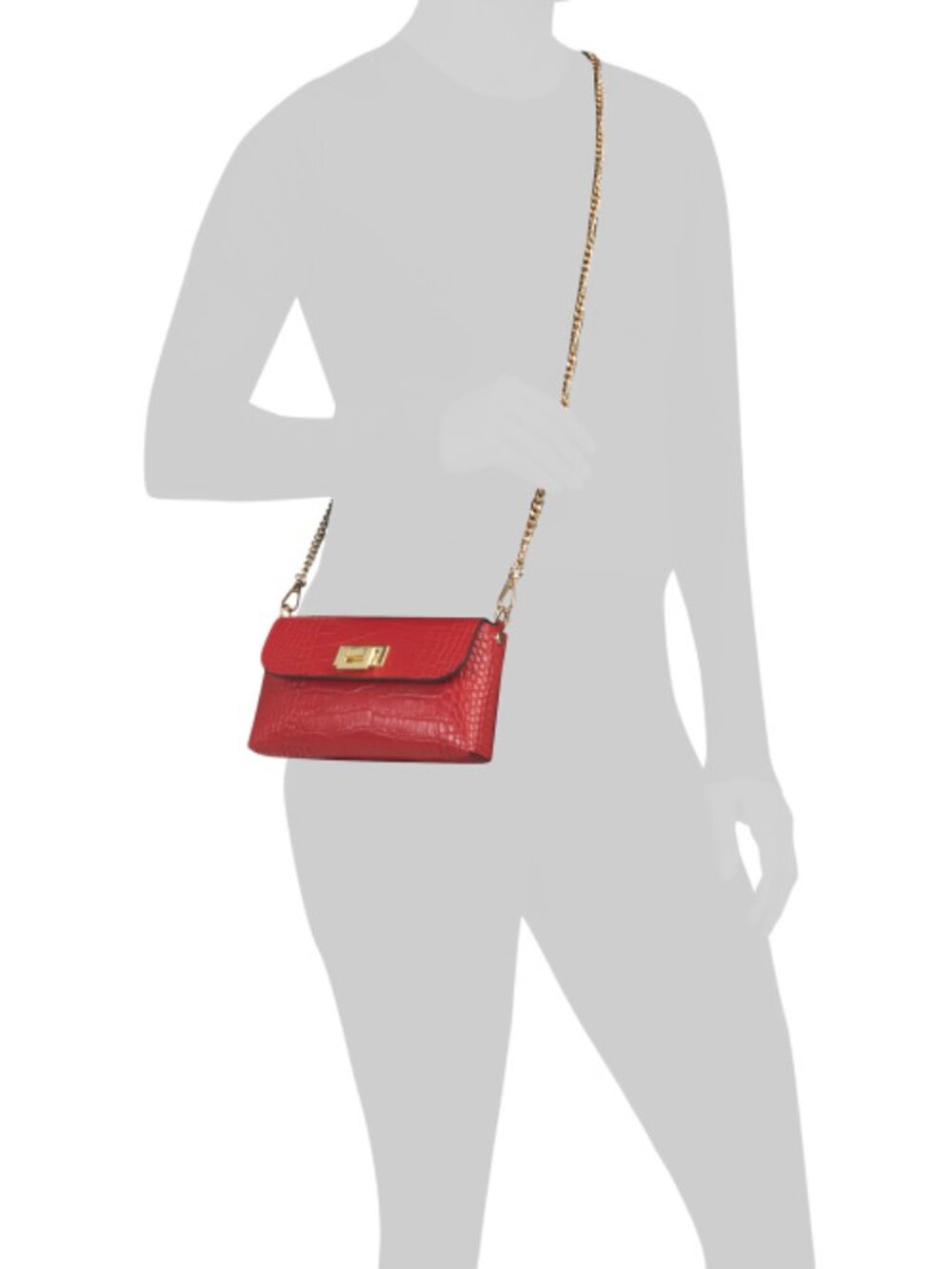 PERSAMAN NEW YORK Made In Italy Leather Crocodile Embossed Clutch - Picture 5 of 5